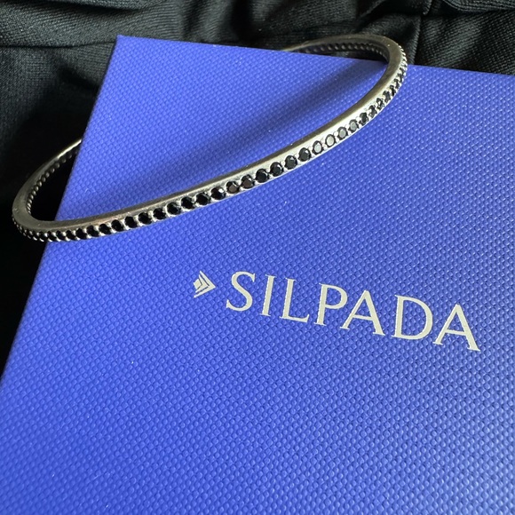 Silpada Black Onyx Bangle Bracelet 925 Silver 12.5g (HE2052830) - Picture 2 of 6